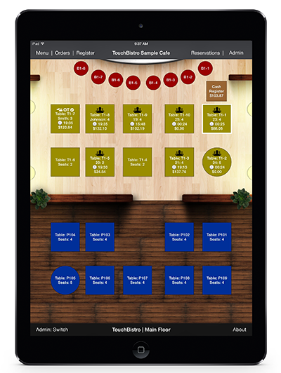 iPad Table Layout screen